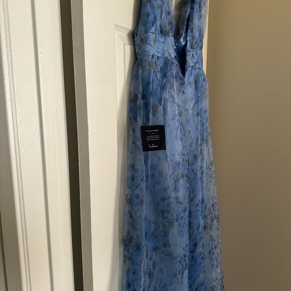 Lulus Dresses & Skirts - NWT L Garden of Passion Blue Floral Print Organza Maxi Dress